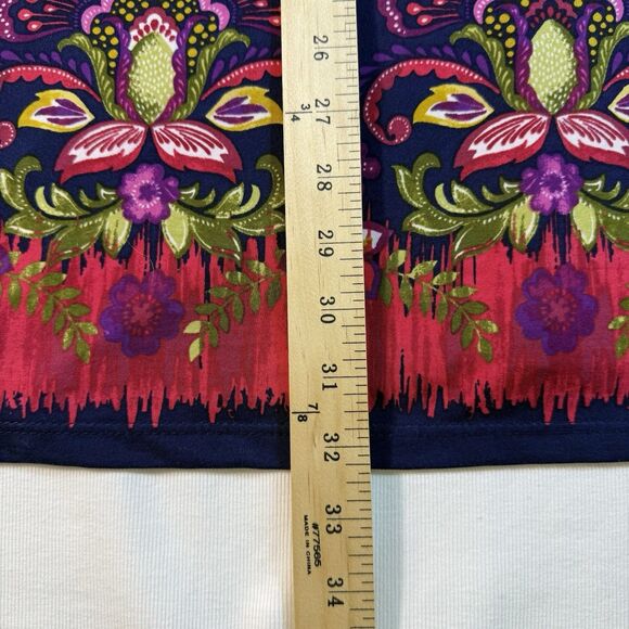 Plus Size Slinky Brand Stretchy Blue & Red Floral Top Size 1X Flattering Shaping - Picture 9 of 16